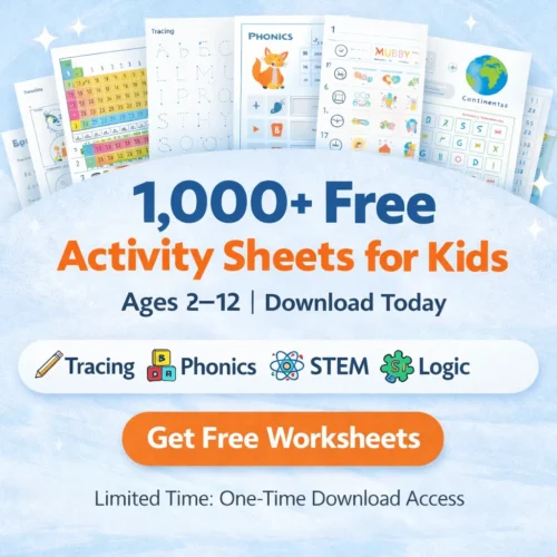 Kids Activitiy WorkSheet 1000+ Kids Activity Worksheets | Printable Learning & Fun Bundle