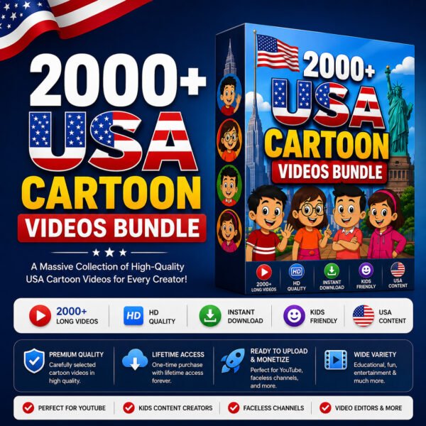 2000+ USA Cartoon Videos Bundle | Kids-Friendly HD Video Collection